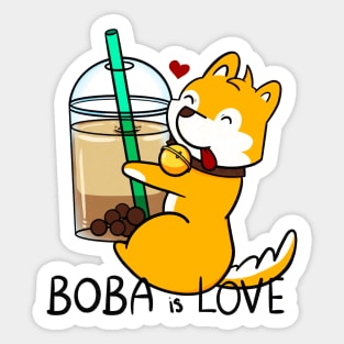 Bubble Tea is love (Corgi) Sticker